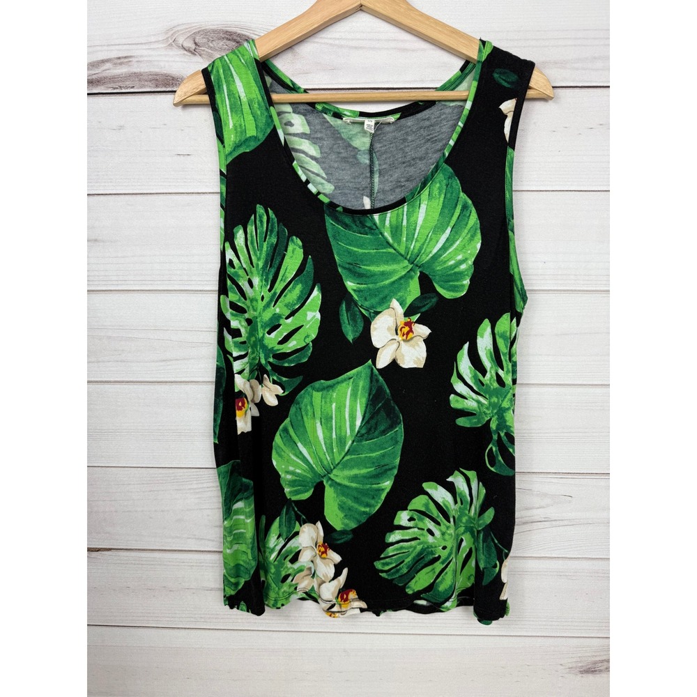 Workshop Republic Clothing Women's Tropical Palm Sleeveless Tank Top Large